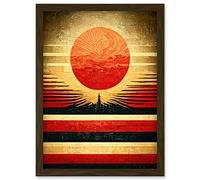 Doppelganger33 LTD Tokyo Sunrise Minimalist Industrial Red Black Artwork Framed Wall Art Print A4