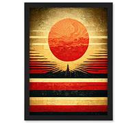 Doppelganger33 LTD Tokyo Sunrise Minimalist Industrial Red Black Artwork Framed Wall Art Print A4