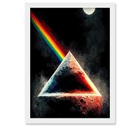 Doppelganger33 LTD Triangle Moon Prism Abstract Light Refraction Painting Artwork Framed Wall Art Print A4