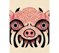 Doppelganger33 LTD Tribal Pattern Pig Hog Mask Wild Boar Illustration Large Wall Art Poster Print Thick Paper 18X24 Inch