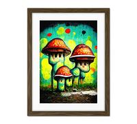 Doppelganger33 LTD Trippy Red Cap Mushroom Houses Street Art Graffiti Mural Artwork Framed Wall Art Print 18X24 Inch