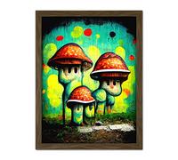 Doppelganger33 LTD Trippy Red Cap Mushroom Houses Street Art Graffiti Mural Artwork Framed Wall Art Print 18X24 Inch