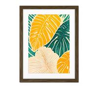 Doppelganger33 LTD Tropical Monstera Cheese Plant Leaf Boho Painting Artwork Framed Wall Art Print 18X24 Inch