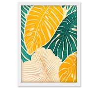 Doppelganger33 LTD Tropical Monstera Cheese Plant Leaf Boho Painting Artwork Framed Wall Art Print A4
