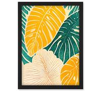 Doppelganger33 LTD Tropical Monstera Cheese Plant Leaf Boho Painting Artwork Framed Wall Art Print A4