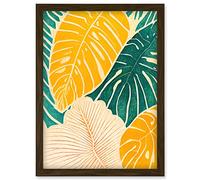 Doppelganger33 LTD Tropical Monstera Cheese Plant Leaf Boho Painting Artwork Framed Wall Art Print A4