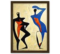 Doppelganger33 LTD Two Figures Dancing Modern Abstract Painting Artwork Framed A3 Wall Art Print