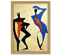 Doppelganger33 LTD Two Figures Dancing Modern Abstract Painting Artwork Framed A3 Wall Art Print