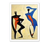 Doppelganger33 LTD Two Figures Dancing Modern Abstract Painting Artwork Framed Wall Art Print 18X24 Inch