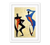 Doppelganger33 LTD Two Figures Dancing Modern Abstract Painting Artwork Framed Wall Art Print 18X24 Inch