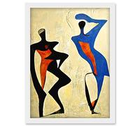 Doppelganger33 LTD Two Figures Dancing Modern Abstract Painting Artwork Framed Wall Art Print A4