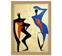 Doppelganger33 LTD Two Figures Dancing Modern Abstract Painting Artwork Framed Wall Art Print A4