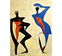 Doppelganger33 LTD Two Figures Dancing Modern Abstract Painting Large Wall Art Poster Print Thick Paper 18X24 Inch