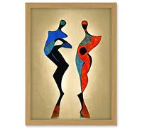 Doppelganger33 LTD Two Posing Models In Red And Blue Abstract Modern Painting Artwork Framed A3 Wall Art Print