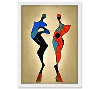 Doppelganger33 LTD Two Posing Models In Red And Blue Abstract Modern Painting Artwork Framed A3 Wall Art Print