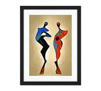 Doppelganger33 LTD Two Posing Models in Red And Blue Abstract Modern Painting Artwork Framed Wall Art Print 18X24 inch