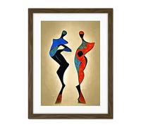 Doppelganger33 LTD Two Posing Models in Red And Blue Abstract Modern Painting Artwork Framed Wall Art Print 18X24 inch