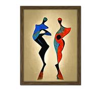 Doppelganger33 LTD Two Posing Models in Red And Blue Abstract Modern Painting Artwork Framed Wall Art Print 18X24 inch