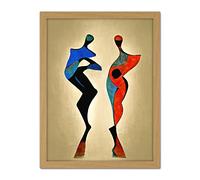 Doppelganger33 LTD Two Posing Models in Red And Blue Abstract Modern Painting Artwork Framed Wall Art Print 18X24 inch