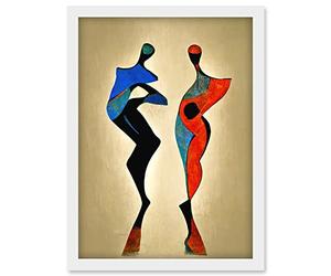 Doppelganger33 LTD Two Posing Models In Red And Blue Abstract Modern Painting Artwork Framed Wall Art Print A4