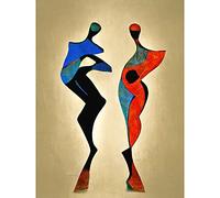 Doppelganger33 LTD Two Posing Models in Red And Blue Abstract Modern Painting Large Wall Art Poster Print Thick Paper 18X24 inch