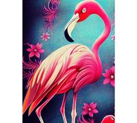 Doppelganger33 LTD Vibrant Flamingo Illustration With Pink Florals Flowers Large Wall Art Poster Print Thick Paper 18X24 Inch