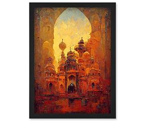 Doppelganger33 LTD Visions Of Petra Arabic Cityscape Oil Artwork Framed Wall Art Print A4