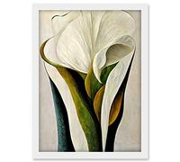 Doppelganger33 LTD White Calla Lily Flower Bouquet Detail Stylish Artwork Framed A3 Wall Art Print