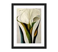 Doppelganger33 LTD White Calla Lily Flower Bouquet Detail Stylish Artwork Framed Wall Art Print 18X24 Inch