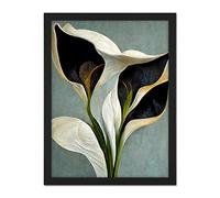 Doppelganger33 LTD White Calla Lily Flower Pistil Bouquet Elegant Artwork Framed Wall Art Print 18X24 Inch