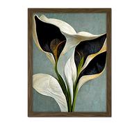 Doppelganger33 LTD White Calla Lily Flower Pistil Bouquet Elegant Artwork Framed Wall Art Print 18X24 Inch