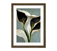 Doppelganger33 LTD White Calla Lily Flower Pistil Bouquet Elegant Artwork Framed Wall Art Print 18X24 Inch