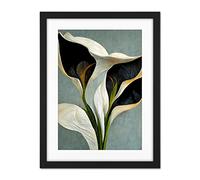 Doppelganger33 LTD White Calla Lily Flower Pistil Bouquet Elegant Artwork Framed Wall Art Print 18X24 Inch