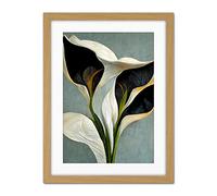 Doppelganger33 LTD White Calla Lily Flower Pistil Bouquet Elegant Artwork Framed Wall Art Print 18X24 Inch