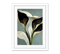 Doppelganger33 LTD White Calla Lily Flower Pistil Bouquet Elegant Artwork Framed Wall Art Print 18X24 Inch