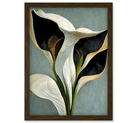 Doppelganger33 LTD White Calla Lily Flower Pistil Bouquet Elegant Artwork Framed Wall Art Print A4