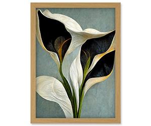Doppelganger33 LTD White Calla Lily Flower Pistil Bouquet Elegant Artwork Framed Wall Art Print A4