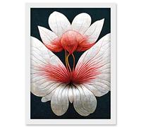 Doppelganger33 LTD White Coral Flamingo Lotus Flower Petals Artwork Framed Wall Art Print A4