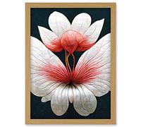 Doppelganger33 LTD White Coral Flamingo Lotus Flower Petals Artwork Framed Wall Art Print A4