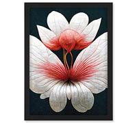 Doppelganger33 LTD White Coral Flamingo Lotus Flower Petals Artwork Framed Wall Art Print A4