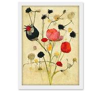 Doppelganger33 LTD Wild Flower Pastel And Ink Illustration Abstract Artwork Framed A3 Wall Art Print