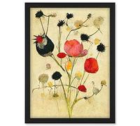 Doppelganger33 LTD Wild Flower Pastel And Ink Illustration Abstract Artwork Framed A3 Wall Art Print