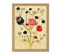 Doppelganger33 LTD Wild Flower Pastel And Ink Illustration Abstract Artwork Framed Wall Art Print 18X24 Inch