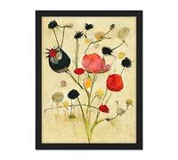 Doppelganger33 LTD Wild Flower Pastel And Ink Illustration Abstract Artwork Framed Wall Art Print 18X24 Inch