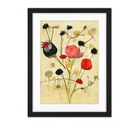 Doppelganger33 LTD Wild Flower Pastel And Ink Illustration Abstract Artwork Framed Wall Art Print 18X24 Inch
