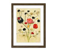 Doppelganger33 LTD Wild Flower Pastel And Ink Illustration Abstract Artwork Framed Wall Art Print 18X24 Inch