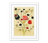 Doppelganger33 LTD Wild Flower Pastel And Ink Illustration Abstract Artwork Framed Wall Art Print 18X24 Inch