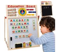 Doppelseitige Kinder- von Zunetsutock - Magnets Holzzeichenbrett mit Halterung | Abwischbare Maltafel mit Abakus für Lernen, Zeichnen, Schreiben, Perfekt für Zuhause oder Schule