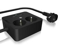 Doppelsteckdose IcyBox mit USB Ladegerat fur Tisch NEW