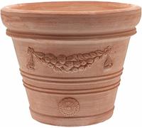 Doppio Bordo Liscio Planter, Conical, Round, Real Terracotta, Handmade, Completely Frost-Resistant (Festonato 35 cm)